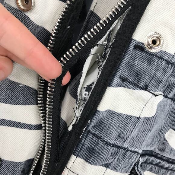 IRO Ourlandos Jacket 38/US 8 Striped Zebra Denim Snap Zip Front Quartet Pockets - Picture 10 of 12